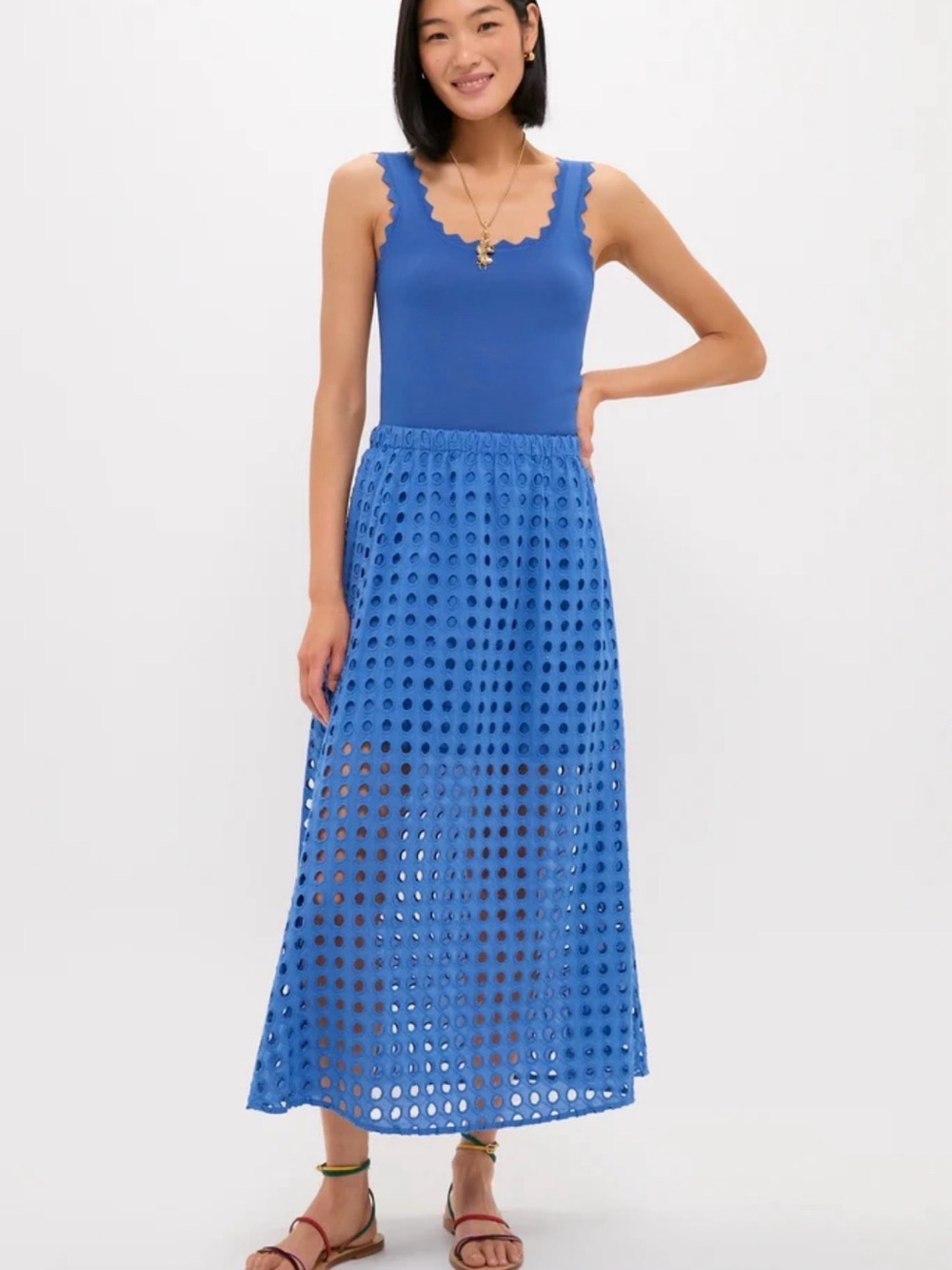 Tuckernuck Cobalt Eyelet Maxi Skirt